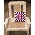thumbnail image 2 of Letter R Chevron Maroon and White Fabric Decorative Pillow, 2 of 2