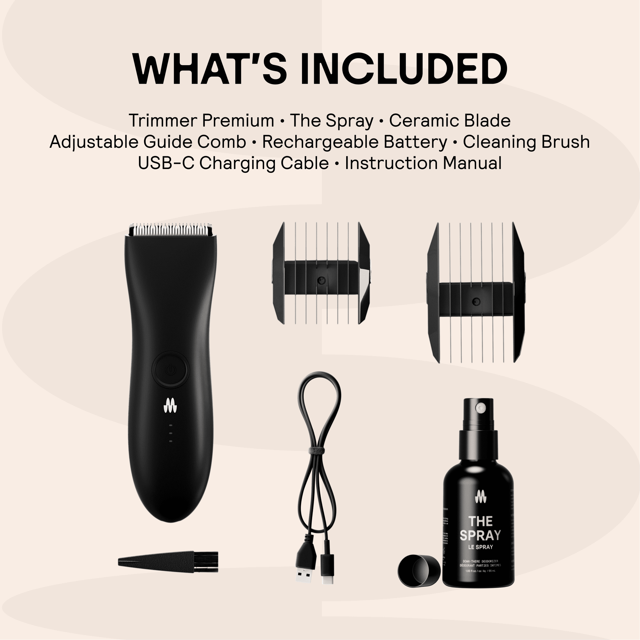 Meridian Complete Package features The Trimmer for Grooming Men & Women Body Hair, Plus The Spray, 2 Pc kit