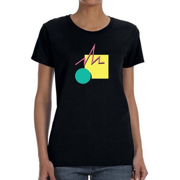 Awesome Composition Of 90's Geometric Figures And Colors Women Black T-Shirt, Female Small