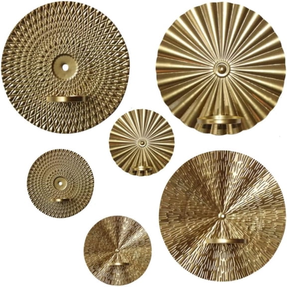 6 Portavelas Ilios Innova Metálico Decoración Color Dorado