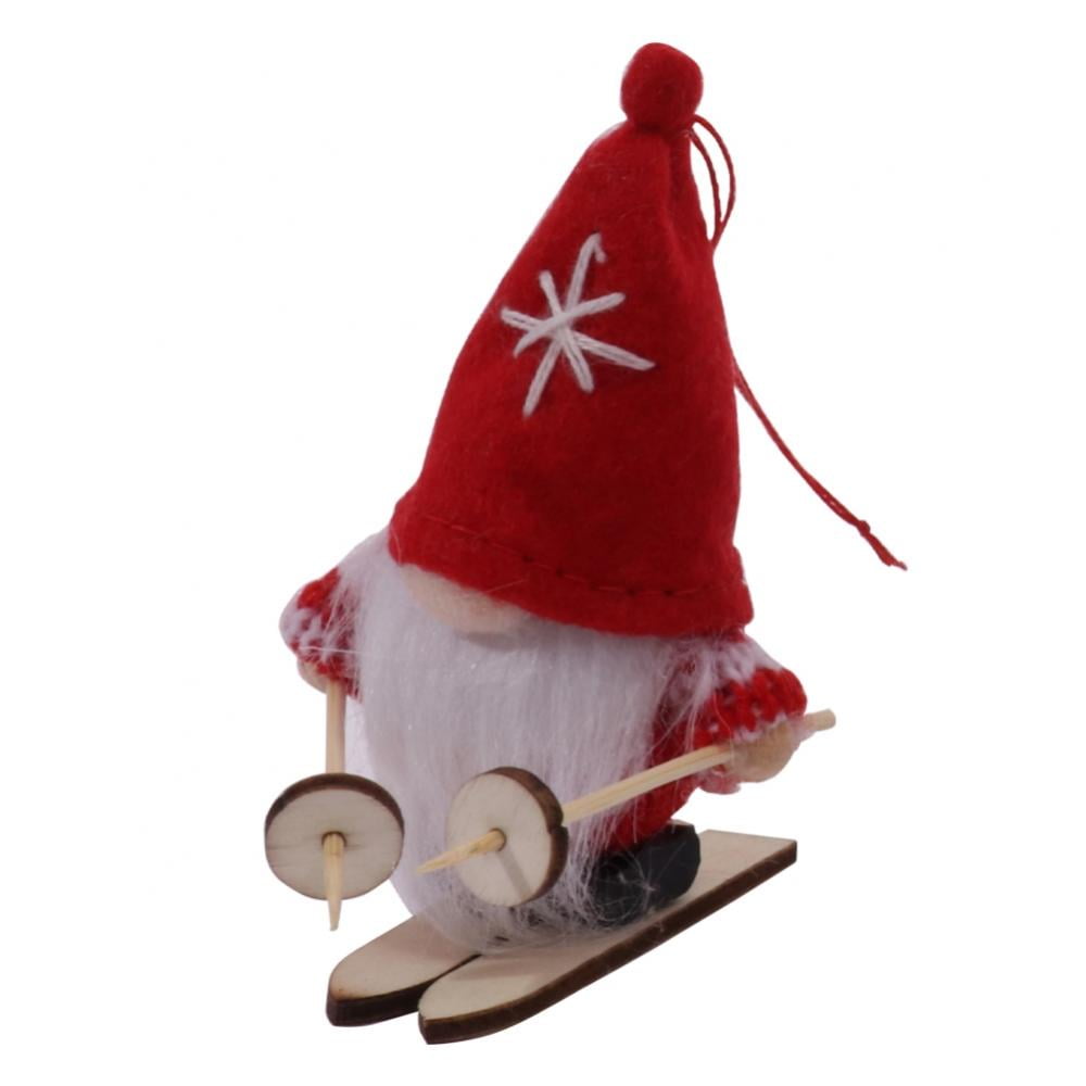 Sled Christmas Gnomes Plush with Wood Skis And Ski Poles Handmade ...