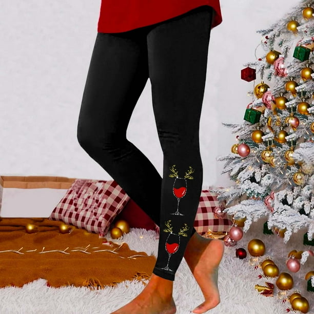 MKLEKYY Leggings deportivos push up para mujer, con estampado navideño de cristal rojo, para yoga, fitness y deportes.