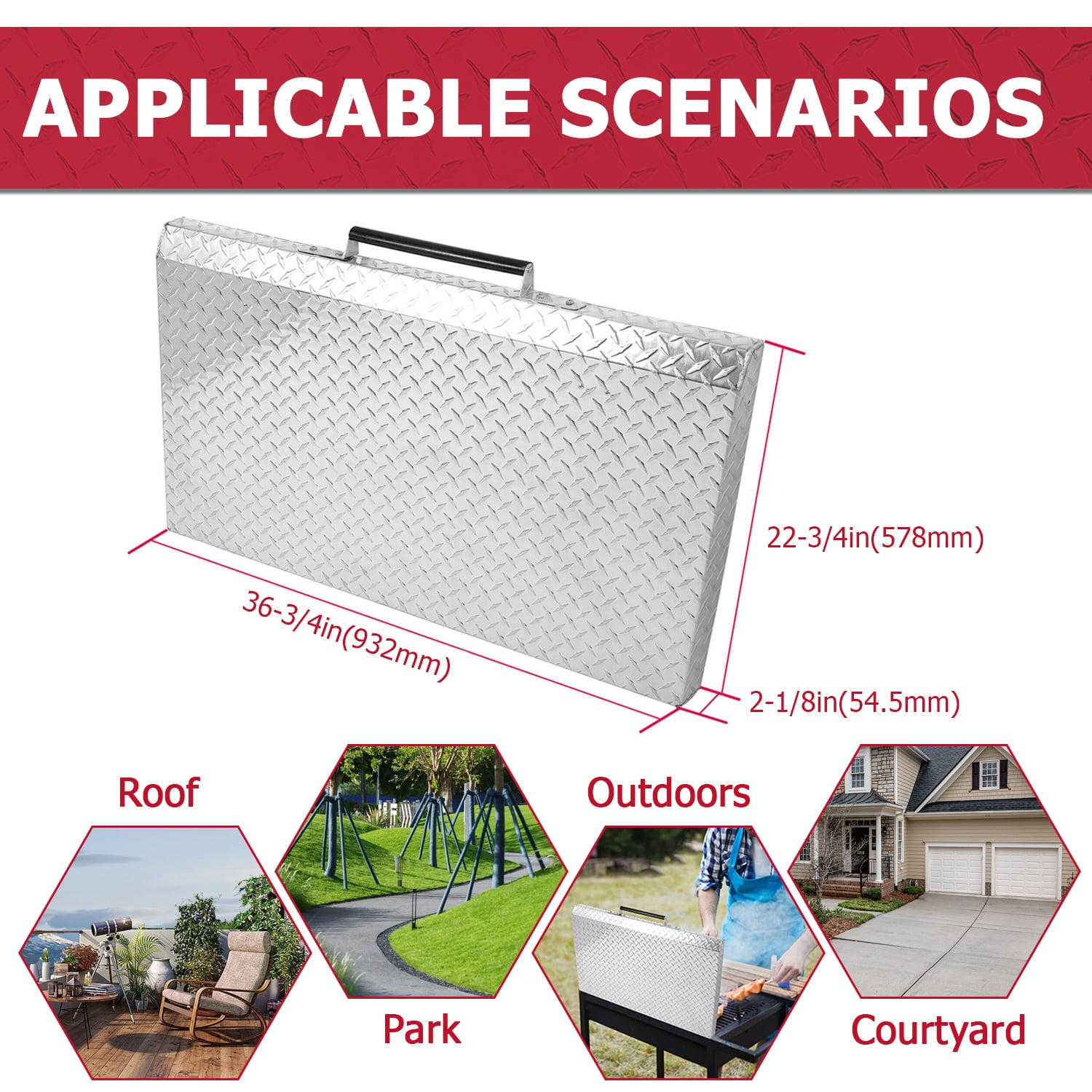 Kojem Blackstone Griddle Cover Lid 36" Silver Waterproof Aluminum for Charbroil Camp Chef Outdoor Barbecue with Heatproof Handle