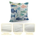 thumbnail image 4 of Nawypu  Blue Throw Pillow Cushion Cover, Artisan Fish Patterns with Wavy Lines and Sky Cloud Motifs Marine Sea Life Image, Decorative Square Accent Pillow Case, Seafoam Blue, 4 of 5