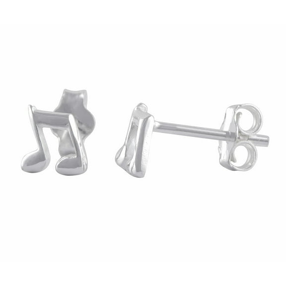 SilverCloseOut Sterling Silver Teens Dainty Music Note Stud Earrings 0.23in
