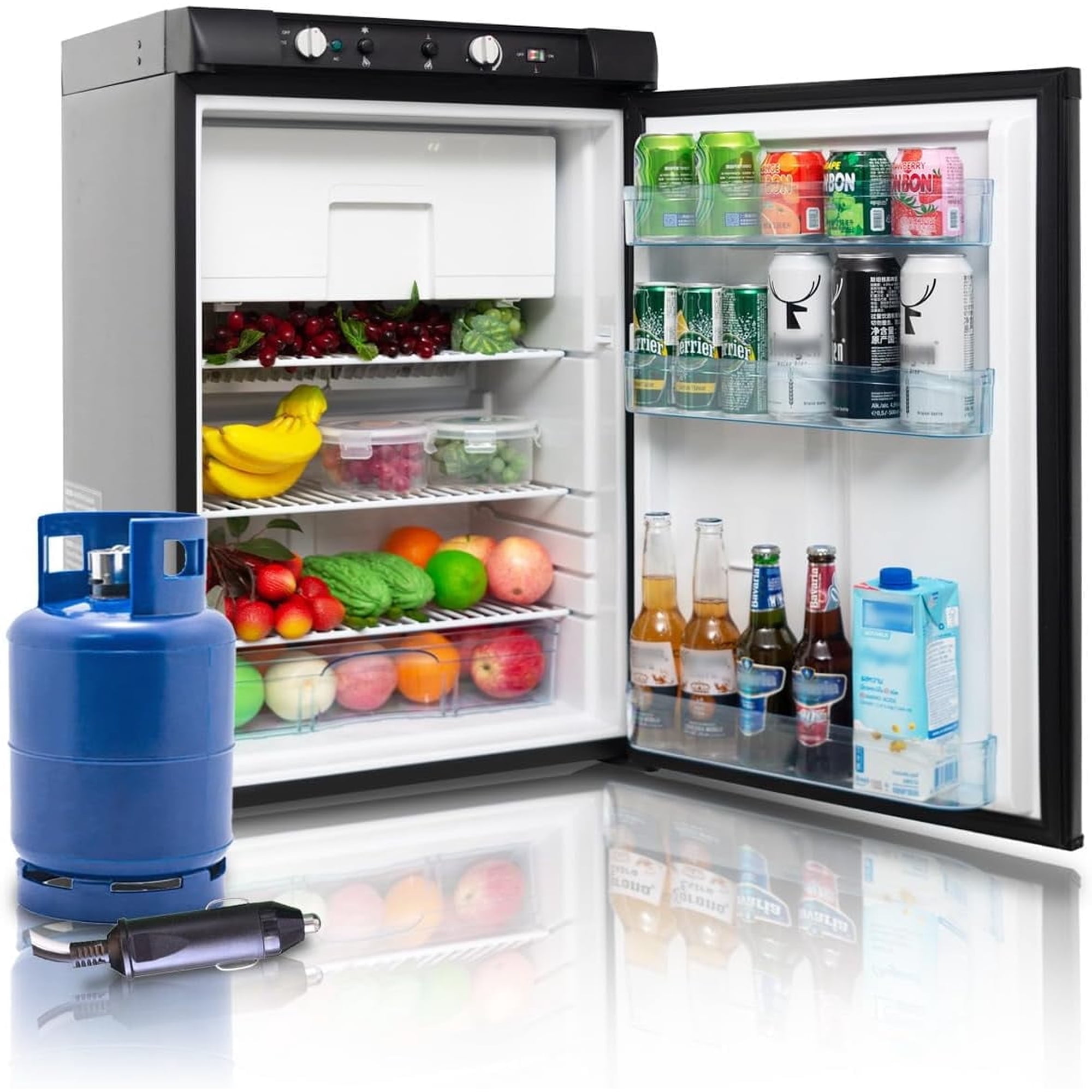 SMAD Refrigerator Freezer Combo, 3.5 Cu ft 3 Way RV Gas Fridge, Camping Offgrid Cabin Truck
