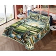 thumbnail image 4 of Ambesonne Golf Themed Fitted & Top Sheet Set with Sham, Classicism Painting, Fern Green Blue and Mustard, 4 of 5