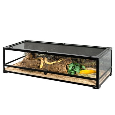 REPTIZOO Extra-Low Full Tempered Glass Reptile Terrarium-47.2 x 17.7 x 12.6 Inches