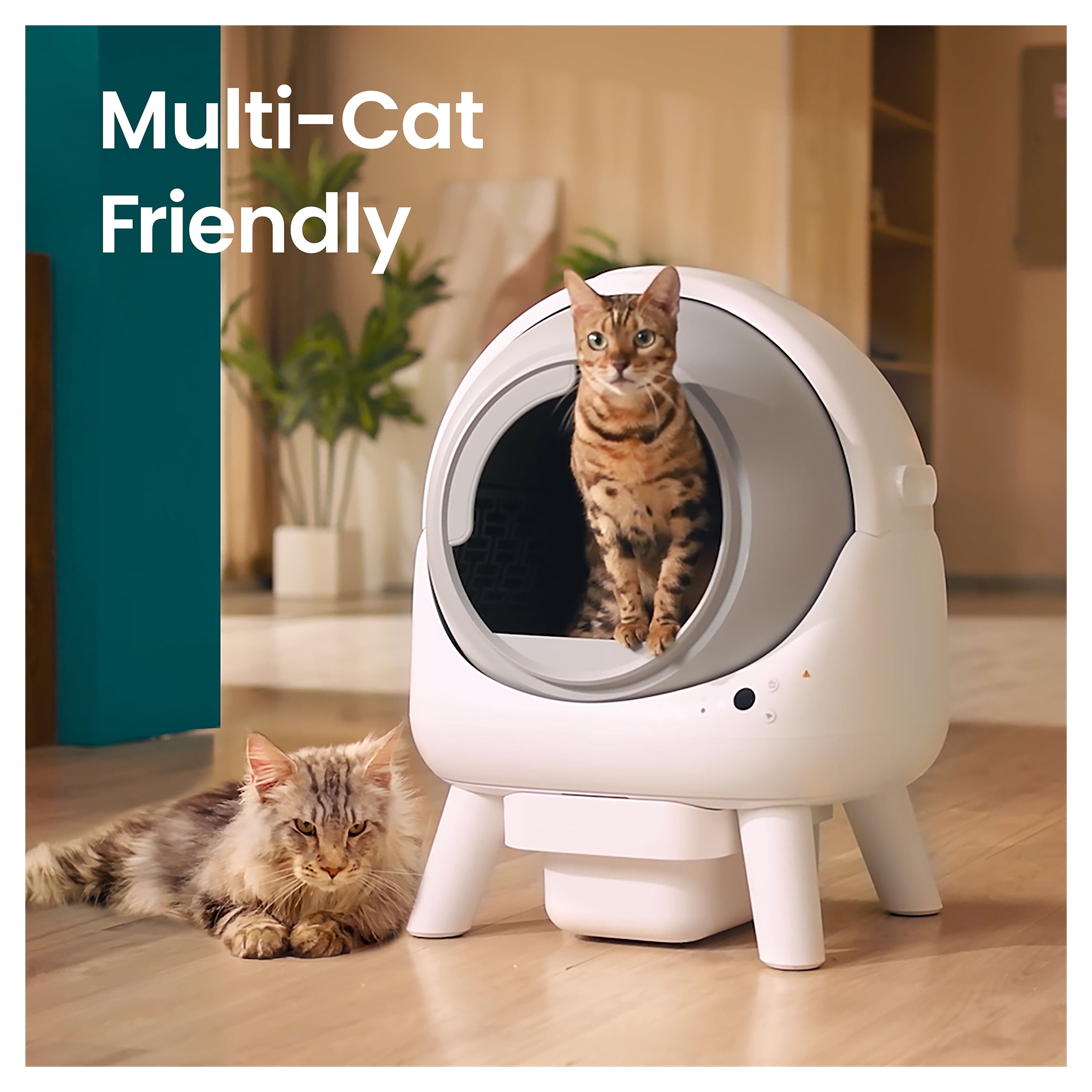 els pet Orbitie Wide Opening Self Cleaning Cat Litter Box, Automatic Cat Litter Box with App Control, Odor-Control and Dual Safety Protection