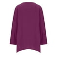 thumbnail image 5 of Inleife Womens Shirts Top Women's Round Neck Long Sleeve Loose Imitation Cotton And Linen Tunic Blouse, 5 of 6