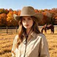 thumbnail image 2 of LILIYA Packable Western Cowboy Hat for Women and Men, Lightweight Travel Hats with Adjustable Fit, Wide Brim Sun Protection Headwear for Camping Hiking and Holiday Trips, 2 of 5