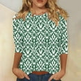 thumbnail image 2 of Ladies Shirts and Blouses Tunics or Tops to Wear with Leggings Women's Fashion Printed T-shirt 3/4 Sleeves Blouse Round Neck Tops, 2 of 5