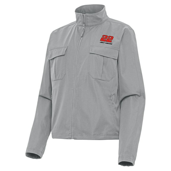 Women's Antigua  Gray Joey Logano Even Par Full-Zip Jacket