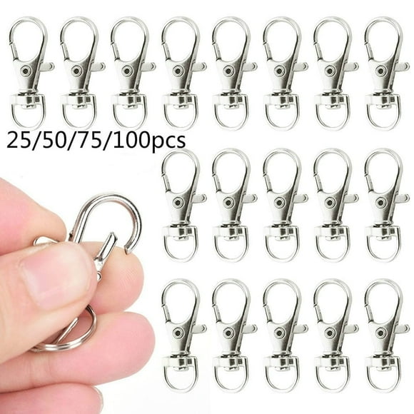 CHOK 25/50/75/100pcs Swivel Lobster Clasp Clips Hook Alloy Key Ring Split Keychain Durable Diy Keyring Hook