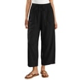 thumbnail image 2 of Pants for Women with Pockets 100% Cotton Decorative Button Drawstring Cropped Pants, 2 of 7