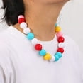 thumbnail image 5 of Collier Ras-du-Cou à Perles Épaisses en Résine Coloré Rose Marine Jaune Collier Statement Perlé pour Hommes Femmes, 5 of 5