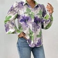 thumbnail image 4 of Aloohaidyvio Women's Wrinkle Free Button Shirts Fashion Casual Floral Lantern Sleeve Blouse Tops, 4 of 6
