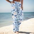 thumbnail image 4 of Durtebeua Women Casual High Waist Jogger Pants Light Weight Loose Casual Wide Leg Trousers Long Pants with Pocket Blue, 4 of 6