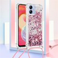 thumbnail image 2 of Long Crossbody Lanyard Clear Case for Samsung Galaxy A04E with Adjustable Neck Strap, Glitter Sparkly Bling Quicksand Phone Cover Cases for Samsung Galaxy A03 / A04E / M04 /F04 QKG Rose Gold, 2 of 14