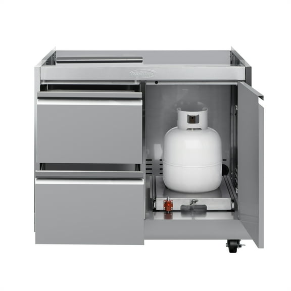 32 in. Outdoor Stainless-Steel Cabinet for Built-in BBQ Grill with 2 Drawers (KM-OKS-BQ30CAB)