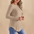 thumbnail image 4 of Gyexs Womens Sweatshirt Crewneck Long Sleeve High Low Shirts Curved Hem Casual Round Neck Basic Tunic Tops Khaki, Size XL, 4 of 5