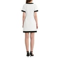 thumbnail image 3 of VESTIDO DE MUJER CON COLOR DE CONTRASTE CUELLO EN V MANGA CORTA ELEGANTE A-LINE S BLANCO, 3 of 5