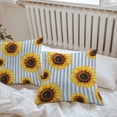 thumbnail image 4 of Pastoral Sunflower Outdoor Pillow Covers Set of 2 White Blue Striped Vintage Linen Waterproof Throw Pillow Case Decorative Square Cushion Cover for Patio Couch Garden Balcony, 20"x20", 4 of 9
