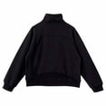 thumbnail image 3 of JIAYUE Girls Quarter Zip Sweatshirt Soft Comfortable Cropped Fit Solid Color Long Sleeve Stand Collar Front Pocket Pullover Tops For Kids Back To School Sport Playing,7-8 Years, 3 of 5