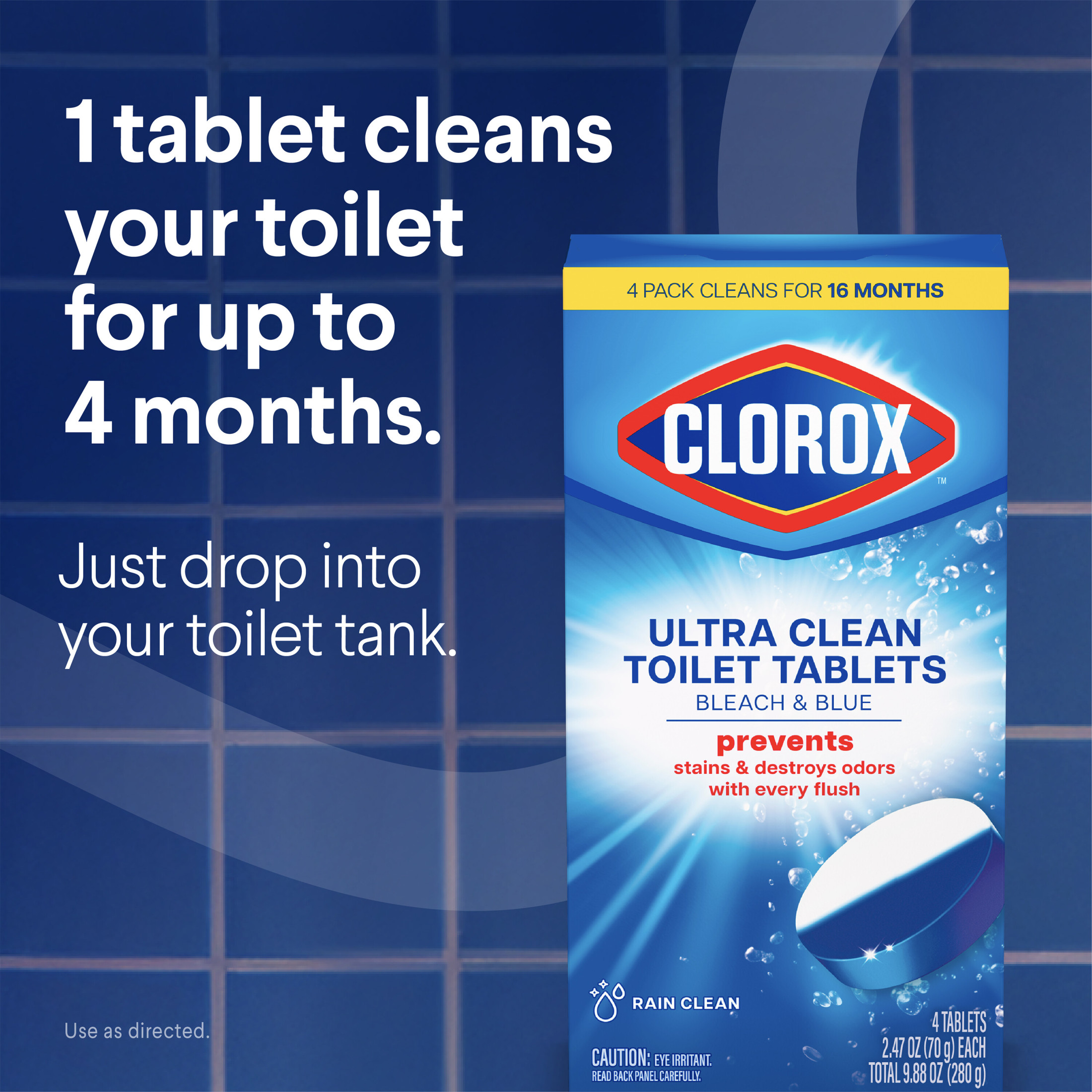 Clorox Bleach & Blue Toilet Bowl Cleaner Tablets, 2 Count photo 4