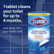 Clorox Bleach and Blue Toilet Bowl Cleaner Tablets, Rain Clean, 4 Count