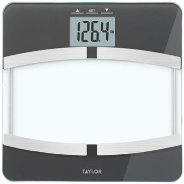Taylor 13.0"x11.7" Clear Glass Body Weight Scale Battery Powered 400 lb ...