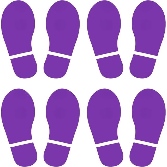 PATIKIL 6x2.5" Footprint Sticker, 4 Pairs PVC Shoes Floor Decal Sign for Class Decor Stair Guide, Dark Purple