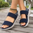 thumbnail image 5 of CQONEPT Sandals for Women Casual Walking Sandal Summer Roman Style Flat Sandals Elastic Strap Comfortable Open Toe Shoes Blue 40, 5 of 6