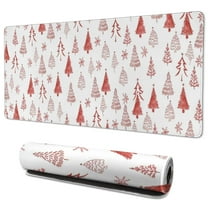 Long Mouse Pads for Desk,Red Christmas Tree Pattern Desk Mats on Top Of Desks, Desk Mouse Pad Extra Large with 3mm Non-Slip Base and Stitched Edge for Gaming,Office,Work,Home 35.4x15.7in