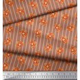 thumbnail image 3 of Soimoi Brown polyester Crepe Fabric Stripe,Fire Ring & Lion Cartoon Print Fabric by The Yard 52 Inch Wide, 3 of 3