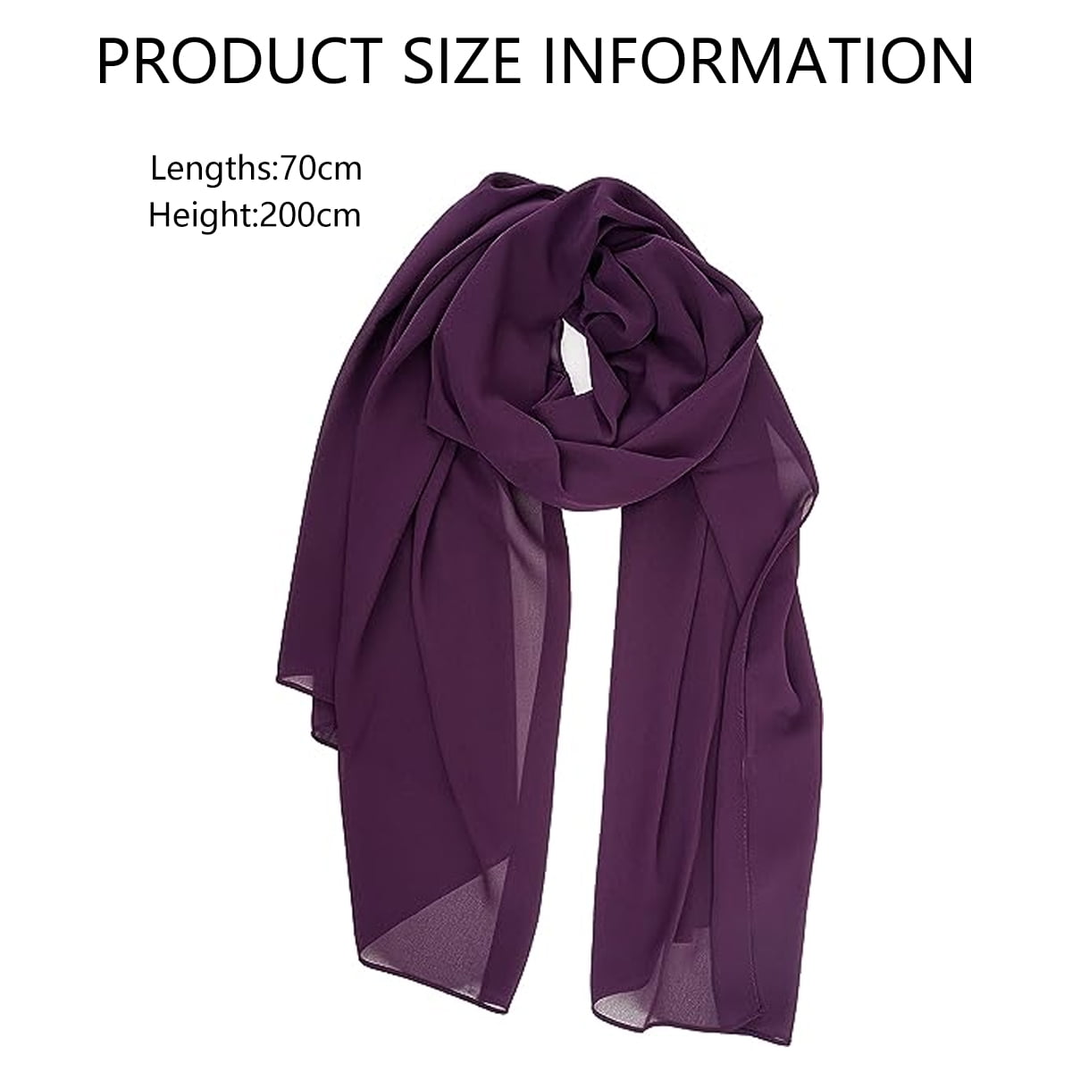 Women Lightweight Breathable Solid Color Soft Chiffon Long