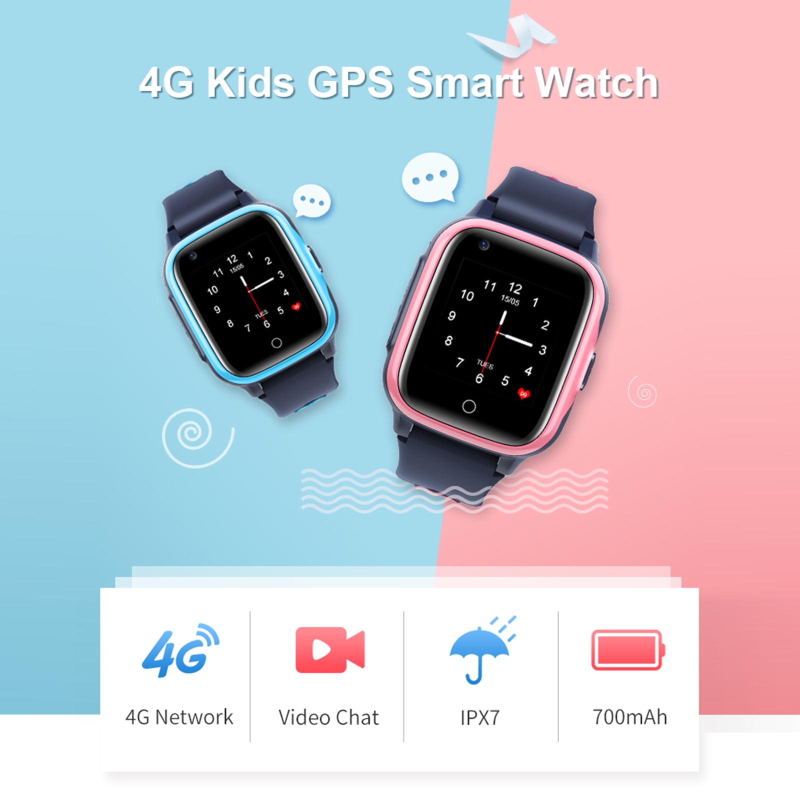 lifcasual 4G Kids Smart Watch 1.4 polegadas Touch Screen LBS WiFi