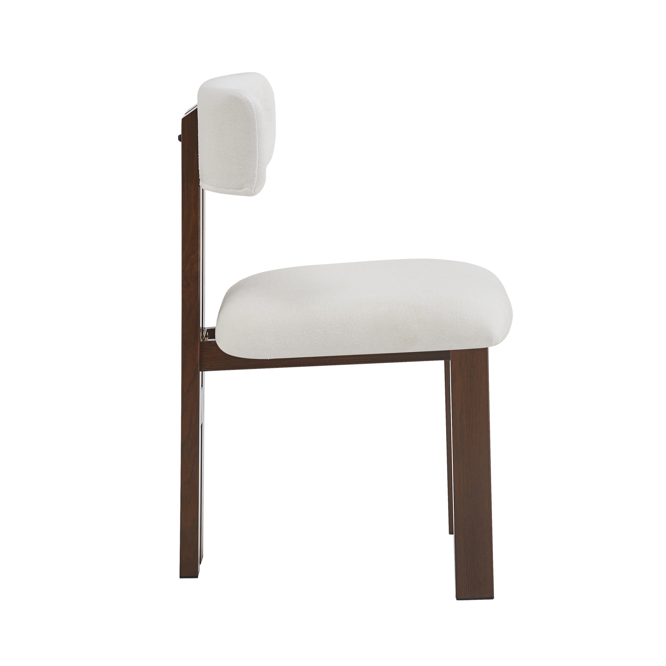 Simplicity Armless Dining Chairs with U-Shaped Seats & Metal Legs, White+Dark Brown, Set of 2