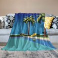 thumbnail image 2 of Creowell Palm Trees Throw Blanket for Couch Sofa Bed Office Travel Camping School Flannel Lightweight Blanket All Seasons 60x80in, 2 of 6