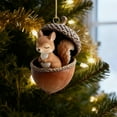thumbnail image 2 of HomeDM Animal Ornaments for Christmas Tree Forest Animal Acorn Ornaments 2D Flat Acrylic Hanging Pendant Gift for Animal Lovers 8cm/3.15", 2 of 5