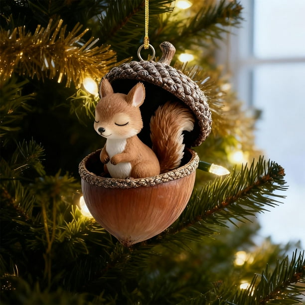 Lekihaqq Forest Animal Christmas Ornaments, Acrylic Tree Decorations, Holiday Decor, Festive Animal Print Ornaments, Woodland Theme Christmas Decor, Wildlife Holiday Tree Hanging Decorations