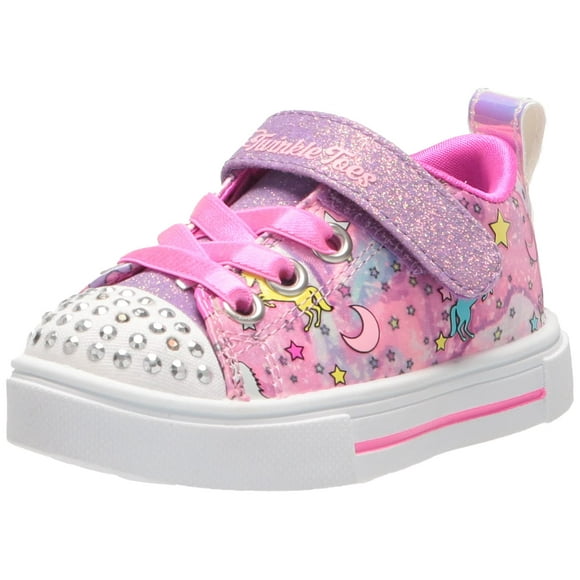Skechers Kids Girls Twinkle Sparks Sneaker, Pink/Multi, 3 Little Kid