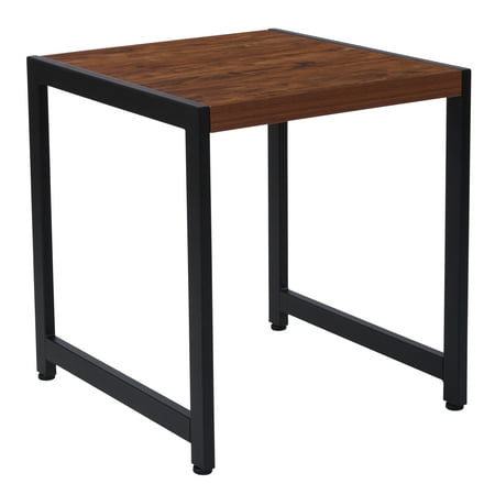 Flash Furniture Grove Hill Collection Rustic Wood Grain Finish End Table with Black Metal