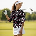 thumbnail image 3 of Garronmavis Heart Polka Dots Women's Golf Shirt and Sun Visor Hat Set Quarter Zip Golf Shirts for Women Breathable Fabric Women Sport Cloth Suitable for Tennis Enthusiasts Washable, 3 of 7
