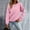 Pink, variant on Sentmoon Tops Crew Neck Long Sleeve Dressy Tops for Women Plus Size Breathable Loose Solid Color Womens Fall Clothing Streetwear for Vacation M