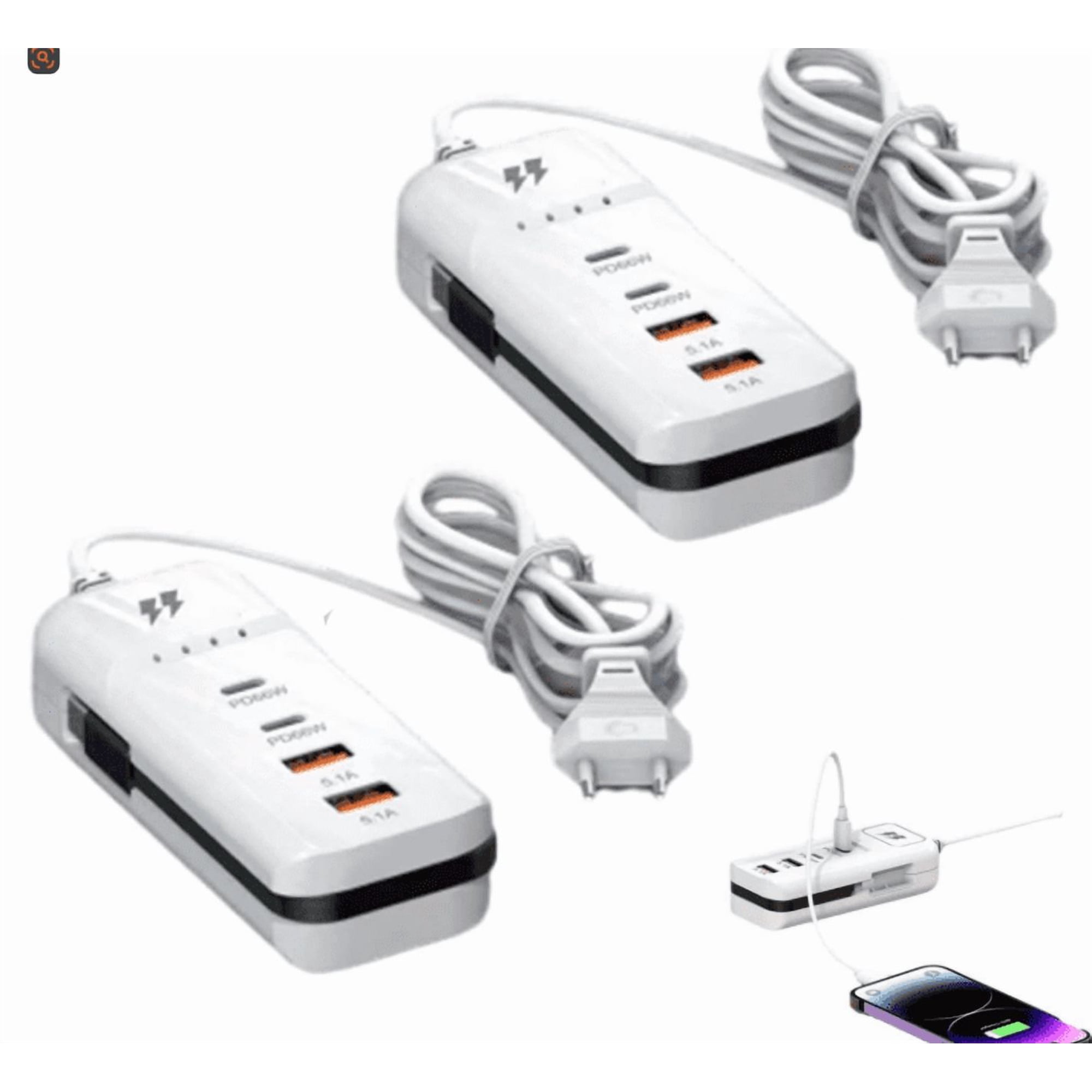 66W 4-Port USB Charging Hub, 2PD + 2USB Multi-Charger Dock for iPhone, iPad, Smart Watches, and Multiple Devices