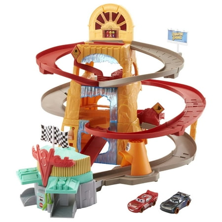 Disney Pixar Cars Radiator Springs Mountain Race Playset, Lightning McQueen & Jackson Storm Toy Cars