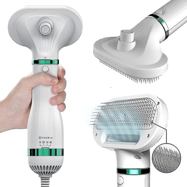 Dog and Cat Hair Dryer with 2-in-1 Straightening Brush, Portable and Quiet Blower Hair Dryer for Grooming, Adjustable Temperature, Professional Dry