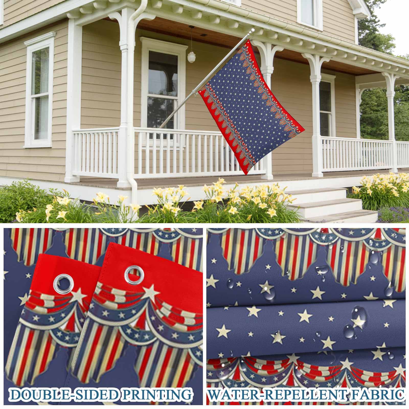 4th of July Flags for Outside 3x5 ft Patriotic Stars USA Flag Outdoor Flags Double Sided Grommets House Banner American Flag Patio Yard Flag for Outdoor Party Porch Independence Day Decor