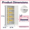thumbnail image 3 of Polup 71" Tall Modern Storage Cabinet,Kitchen Pantry Storage Cabinet with Doors and 4 Shelves,White Metal, 3 of 11